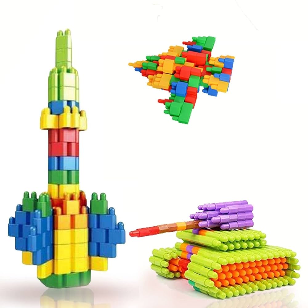 Bullet Shape Educational Building Blocks For Kids | Interlocking Plastic Smart Activity Construction Blocks Set | Robot, Pyramid, Army Tank, Rocket Etc. | Multicolour