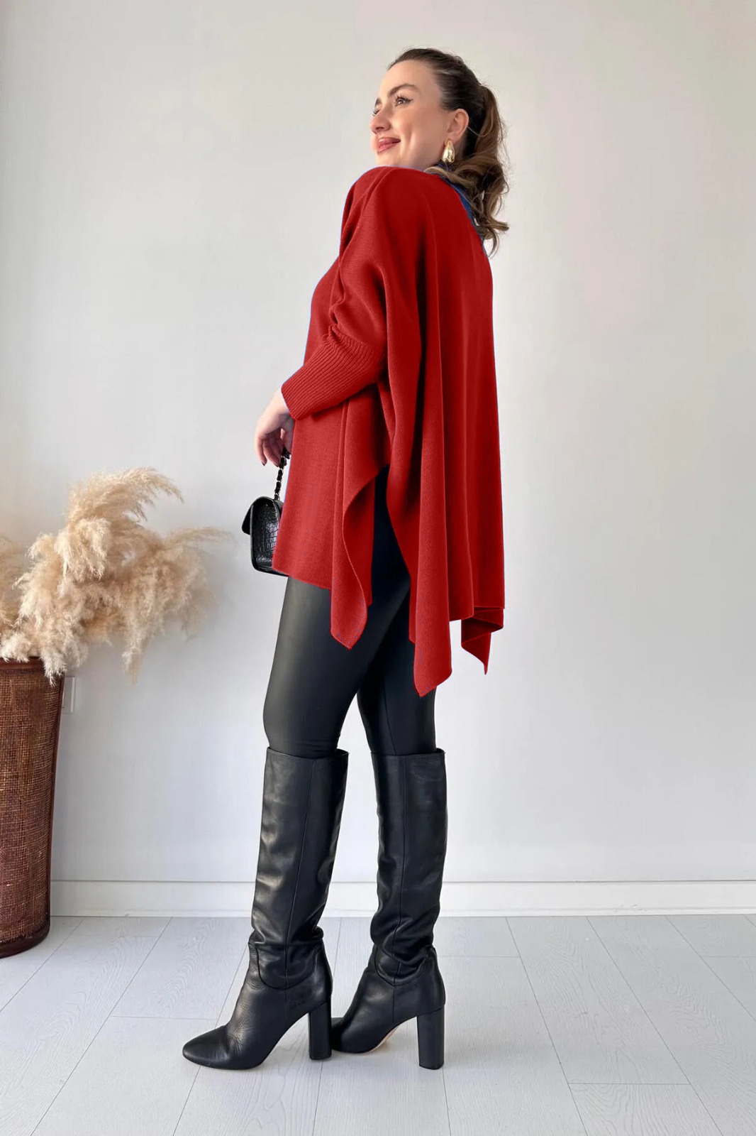 Plain Poncho Shawl Style Top Fleece Poncho For Women Winter