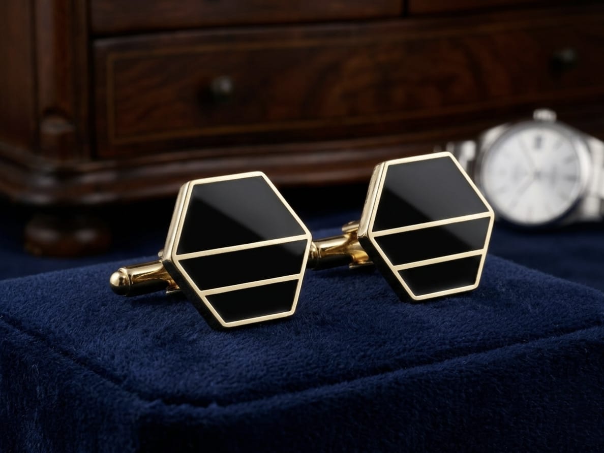Cufflinks for Men | Premium Black, Matte Black & Golden Shirt Cuff Links | Formal Suit Accessories | Wedding Groom, Business & Party Wear