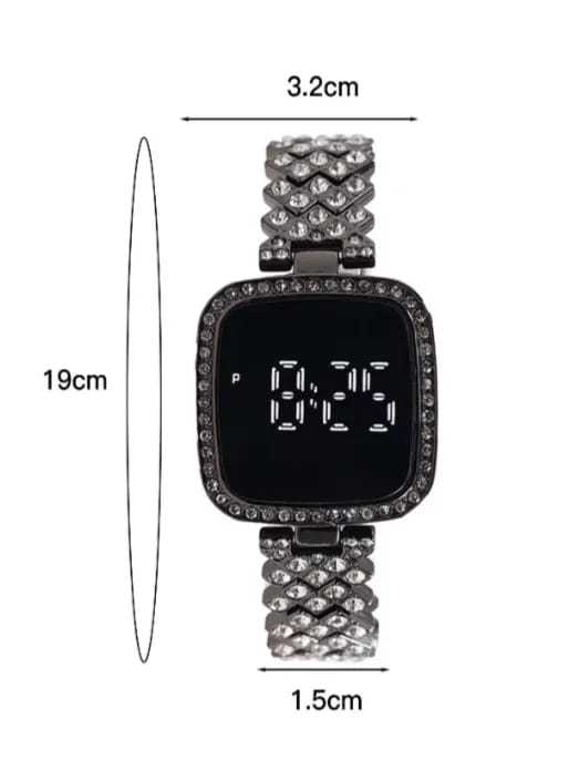 Full Diamond Touch Screen LED Watch Steel Chain with Diamonds Ladies Watches for Female Women Girls