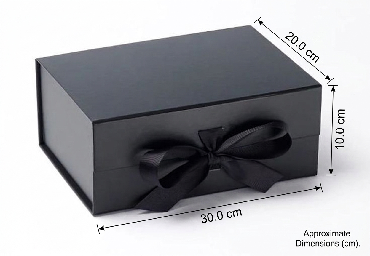 Premium Gift Box with Ribbon Closure With Free Shredded Paper Fillers – Luxury Folding Packaging Box for Birthday, Wedding, Anniversary & Presents (30 x 20 x 10 cm)