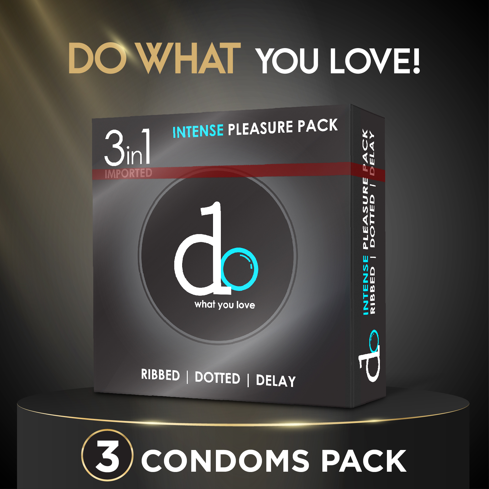 DO 3in1 Condom Pack - Intense Pleasure Pack (Ribbed + Dotted + Delay)