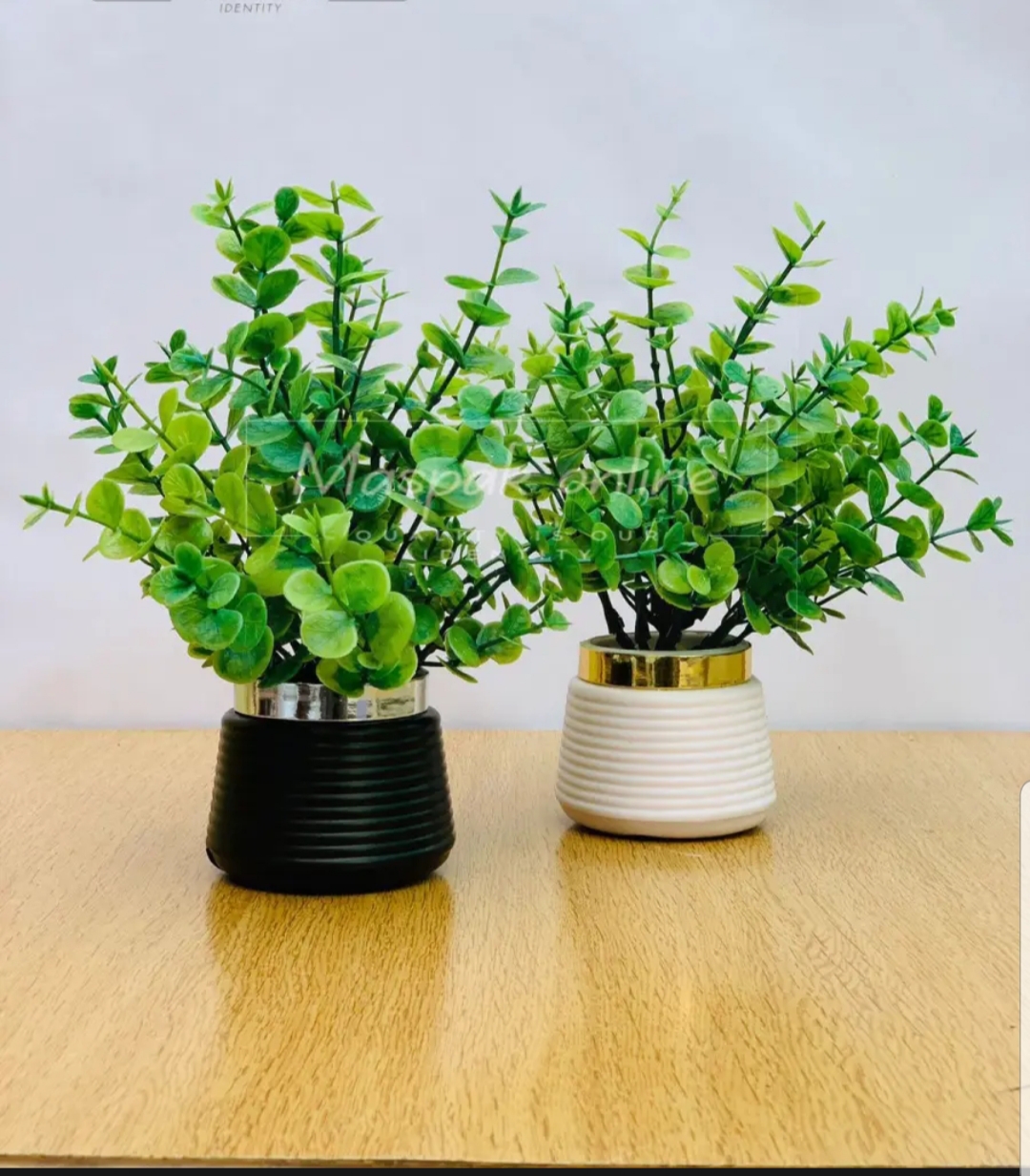 Pack of 2 New Artificial Wild Plant With black / White Pot For Home And Office Decoration Flowers For Home Decor