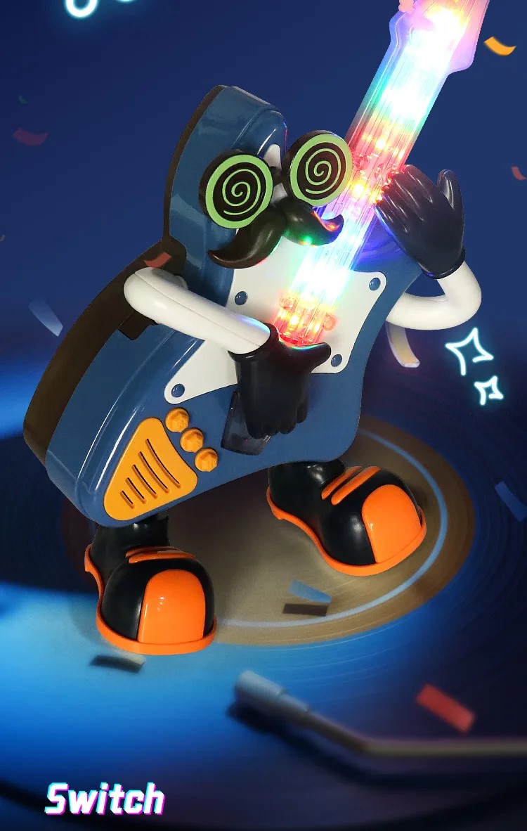 Electric Dancing Mr. Rock &Amp; Roll Music Light Swing Saxophone Guitar Dancing Robot Toy