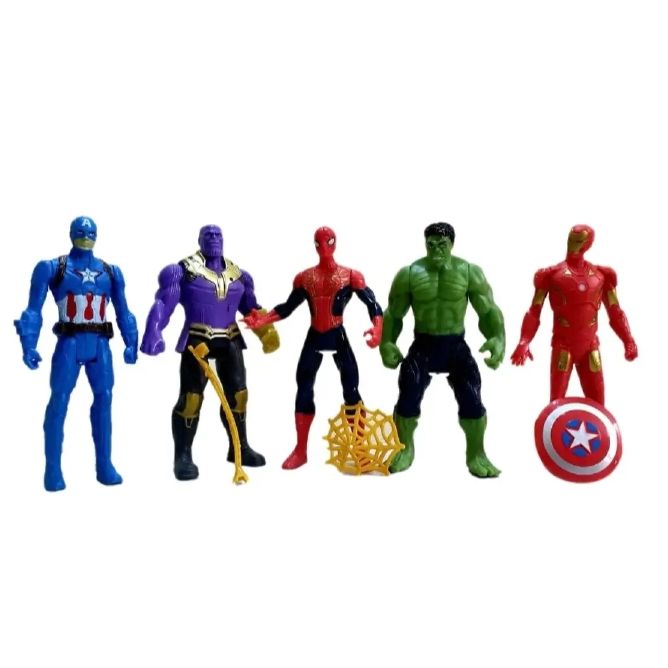 Avengers assemble thanos hulk spiderman iron man captain America   figure set for kids- 5 figures