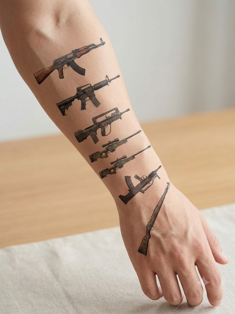 Temporary P.U.B.G Items Waterproof Tattoo Stickers for Men & Women | Long Lasting Body Art Tattoo | 1-2 Weeks Temporary Tattoo Different Designs