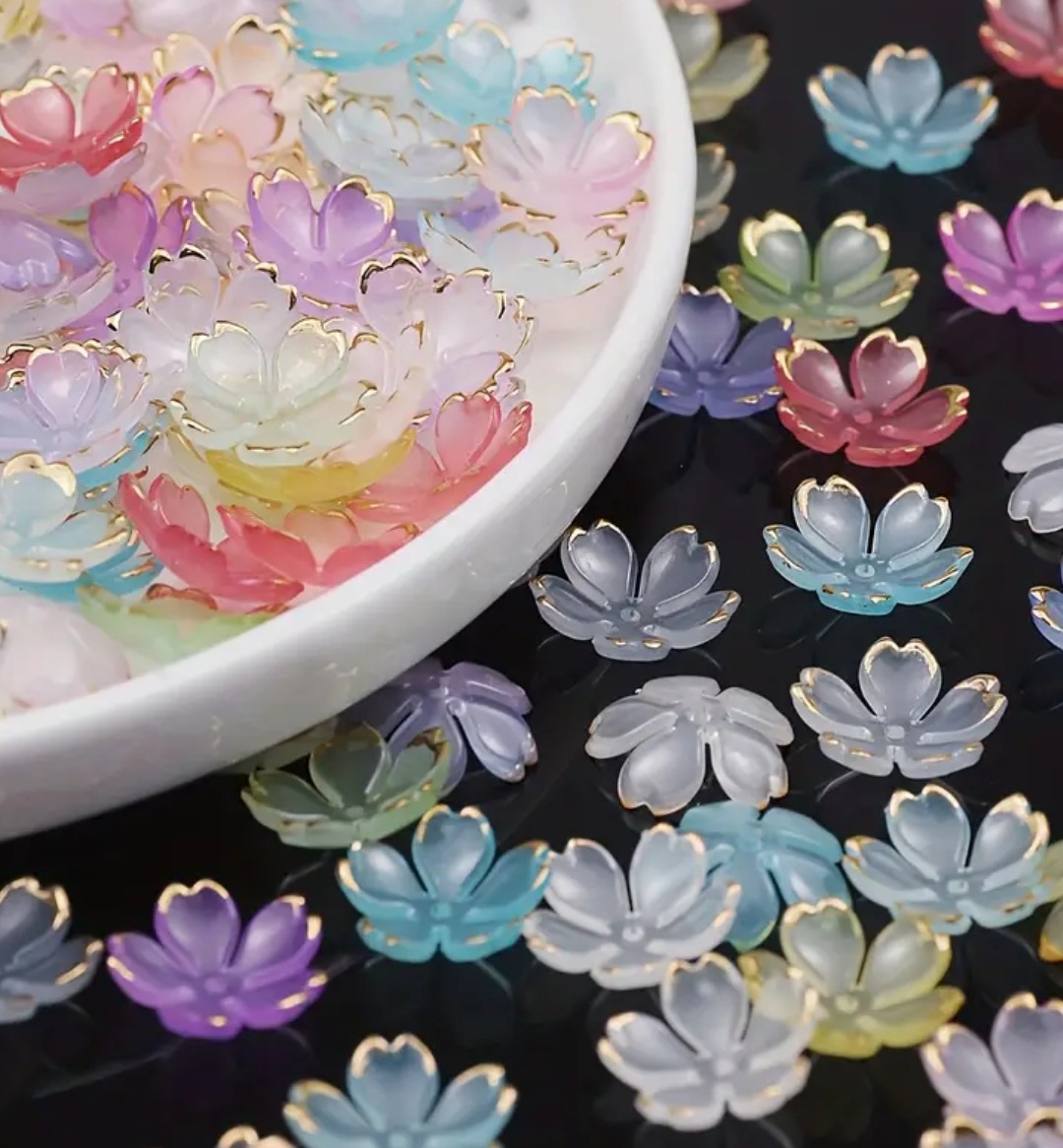 50/20pcs Acrylic Flower Beads 19mm | Colorful Floral Beads for DIY Jewelry Making & Craft Projects