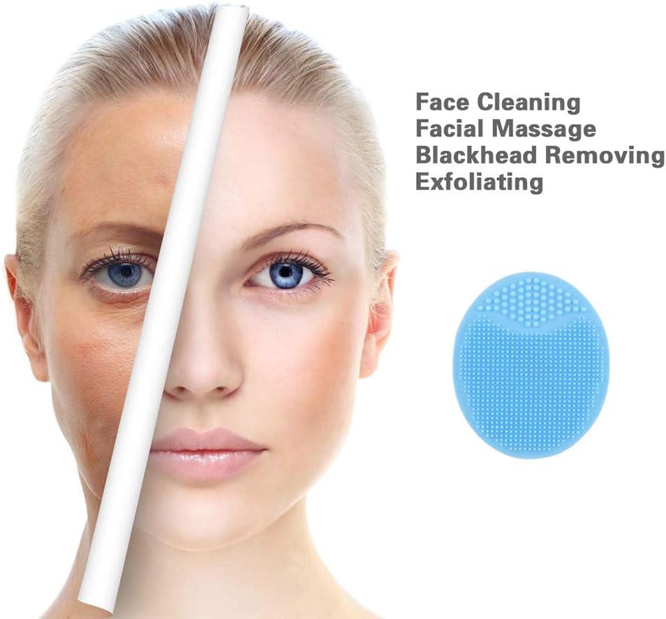 Mini Face Scrubber, Soft Silicone Facial Cleansing Brush Face Exfoliator Blackhead Acne Pore Pad Cradle Cap Face Wash Brush for Deep Cleaning Skin Care Silicone Facial Scrubber Skin Care Tool for Men and Women Face Scrub