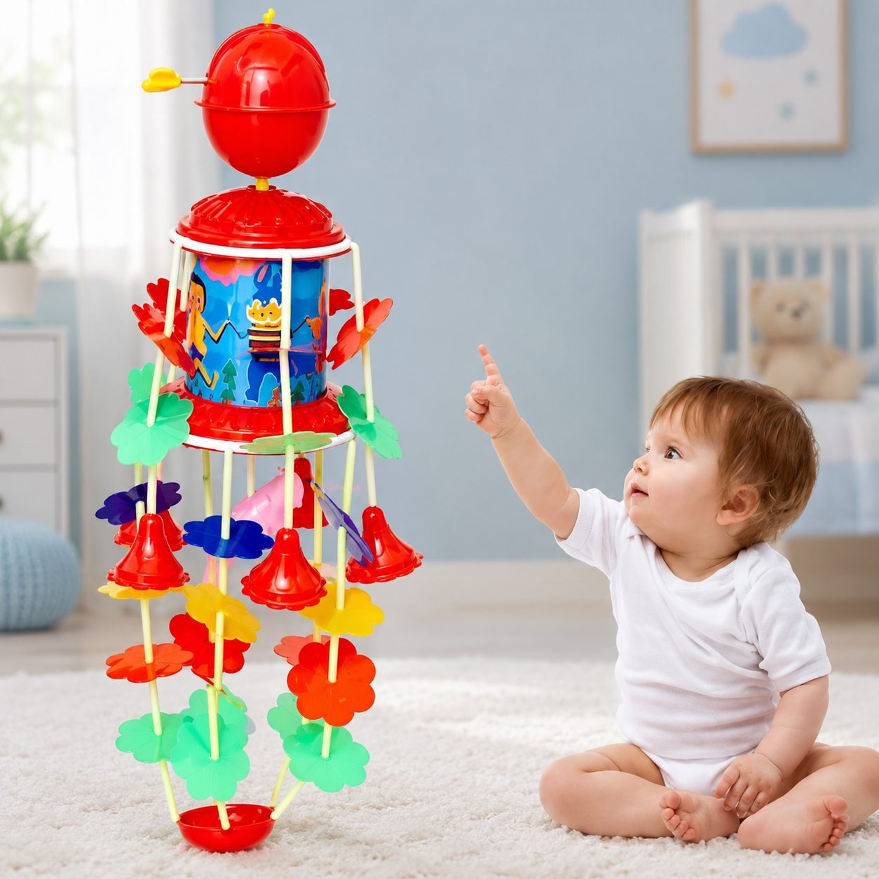 Baby Hanging Rattle Toy | Colorful Crib Cot Wind Chime Bell Toy