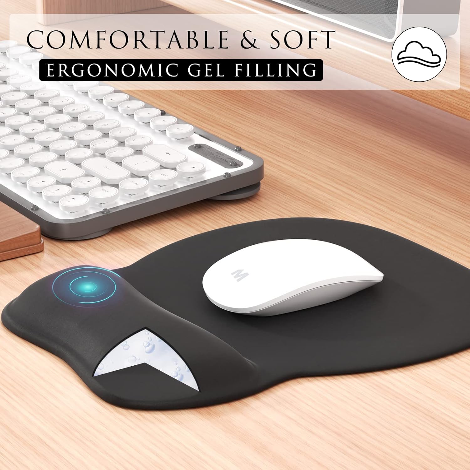 Original Mouse Pad With Cooling Gel & Foam - Thumb Shape Mousepad With Wrist Rest - Washable Mouse Mat & Non Slip