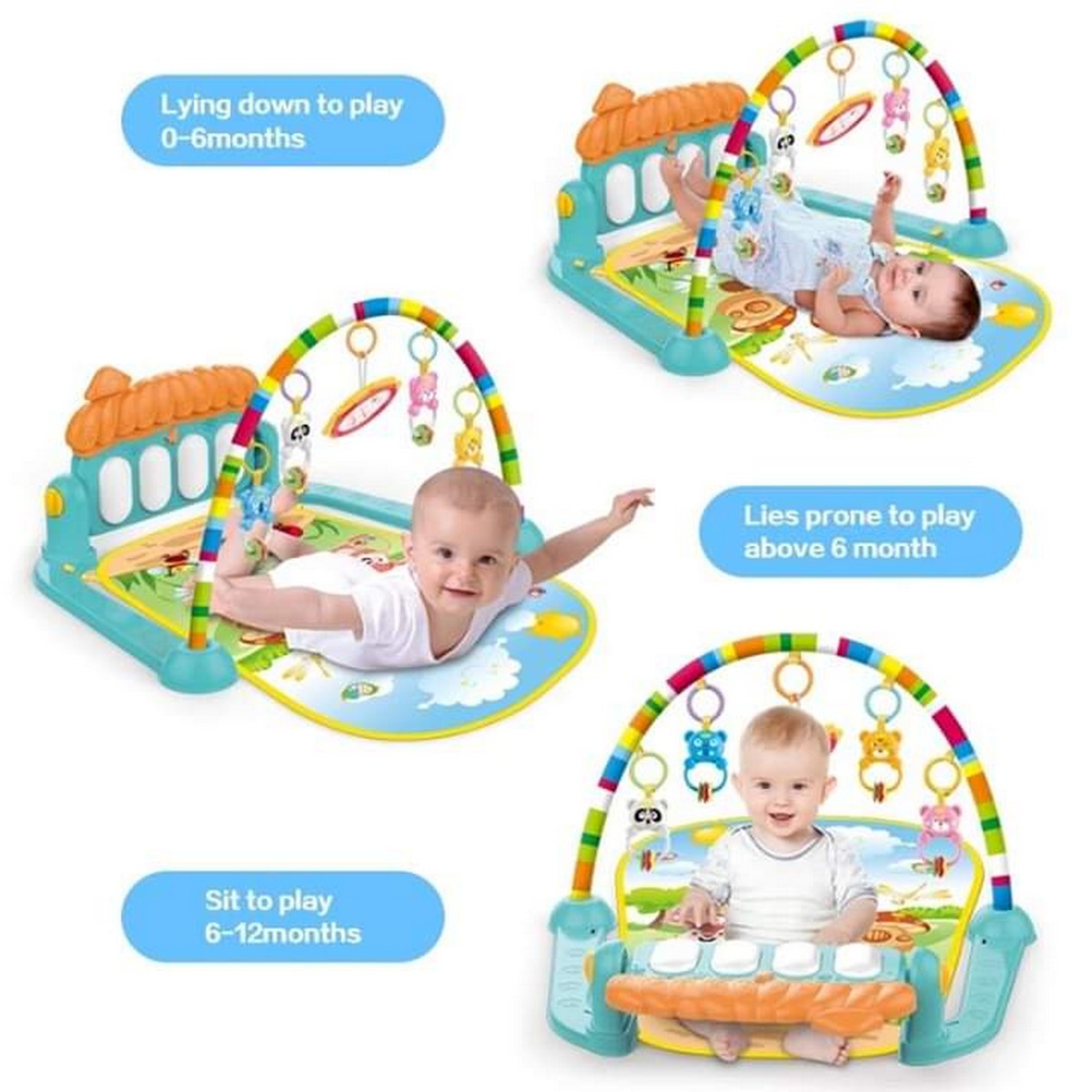 Newborn Baby Toddler Activity Play Gym Piano Fitness Rack Mat 3 in 1 by Huanger Activity Gym & Playmats
