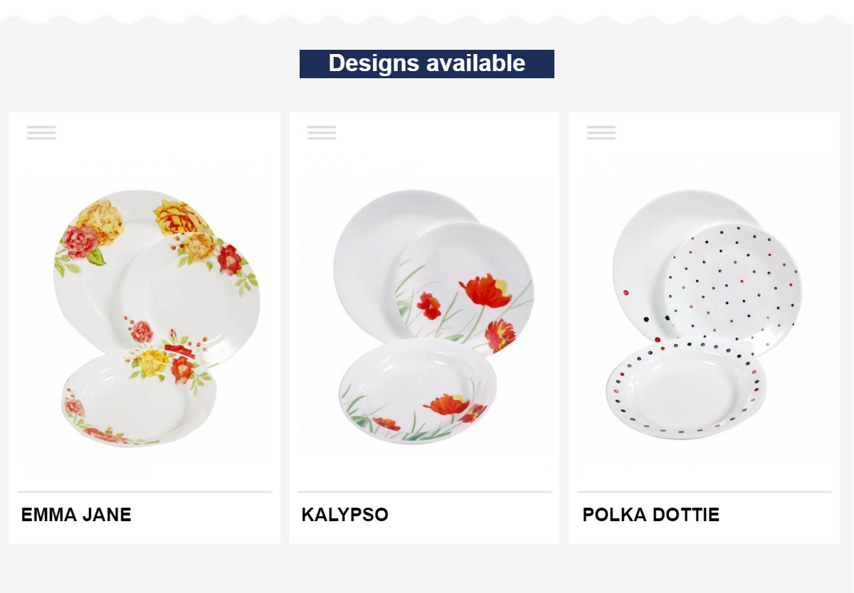 Corelle Emma Jane 18-Piece Dinner Set Dinnerware Dining Set