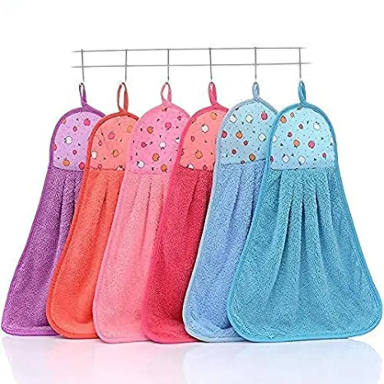 3pcs Hanging Coral Fleece Cleaning Cloth In Multiple Colors