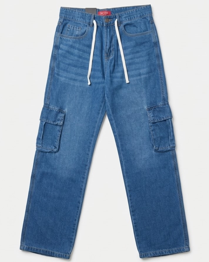 Men’s Mid Blue Baggy Loose Fit Jeans