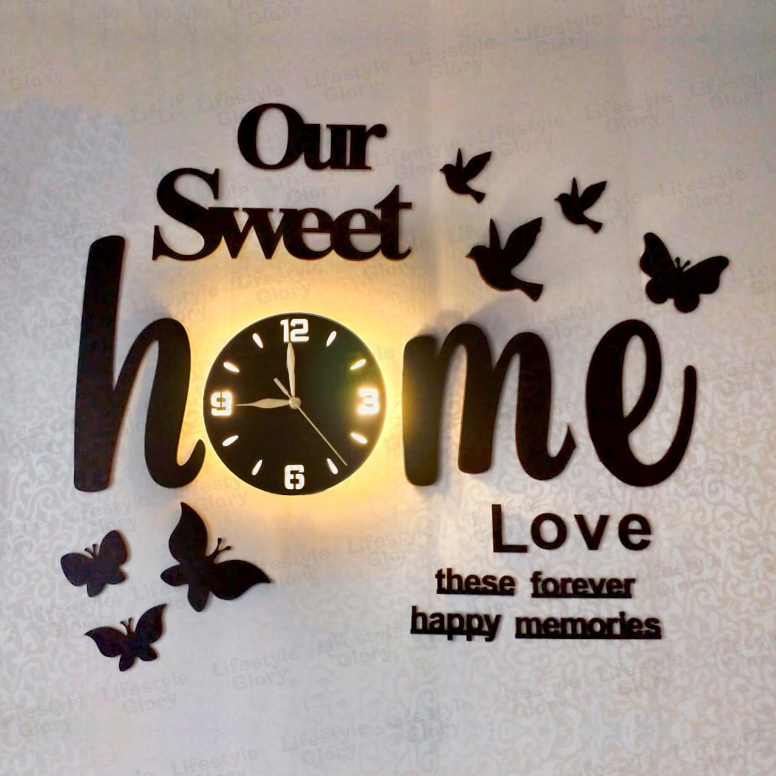 Chand Furniture Brand Sweet Home 3D Wooden Wall Art Only & Also Wall Clock I Wall Clocks I Wall Clock For Bedroom I wall decor | Wooden Wall Clock I Wooden Clock I Clocks I Clock | home decoration items | room decoration items |