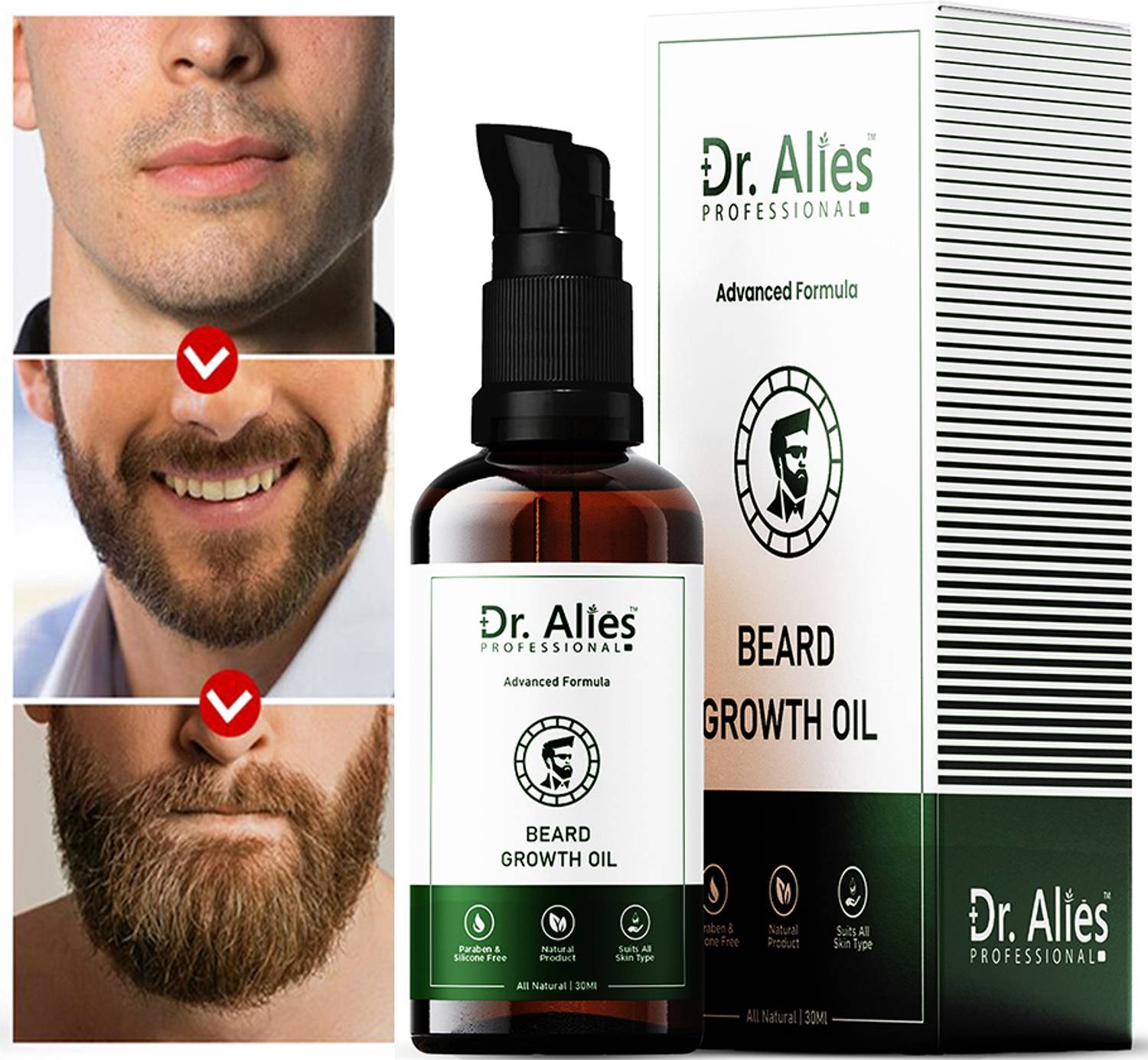 Dr. Alies Beard Growth Oil 50ml | Organic Hair Regrowth Oil for Men | Anti-Frizz Beard Softener & Follicle Booster for Thick, Shiny & Full Beard