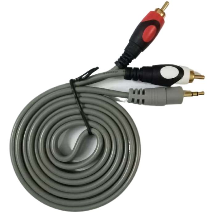 Stereo Audio Cable Male to 2 RCA Male 1.5 meter Gray