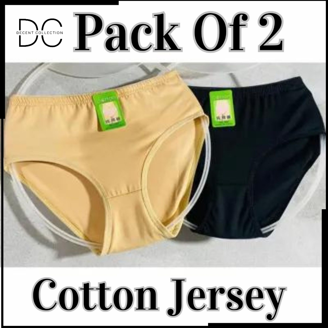 Pack of 2 Soft Cotton Jersey  Panties for Girls Women| Black Skin Color | Underware For Girls