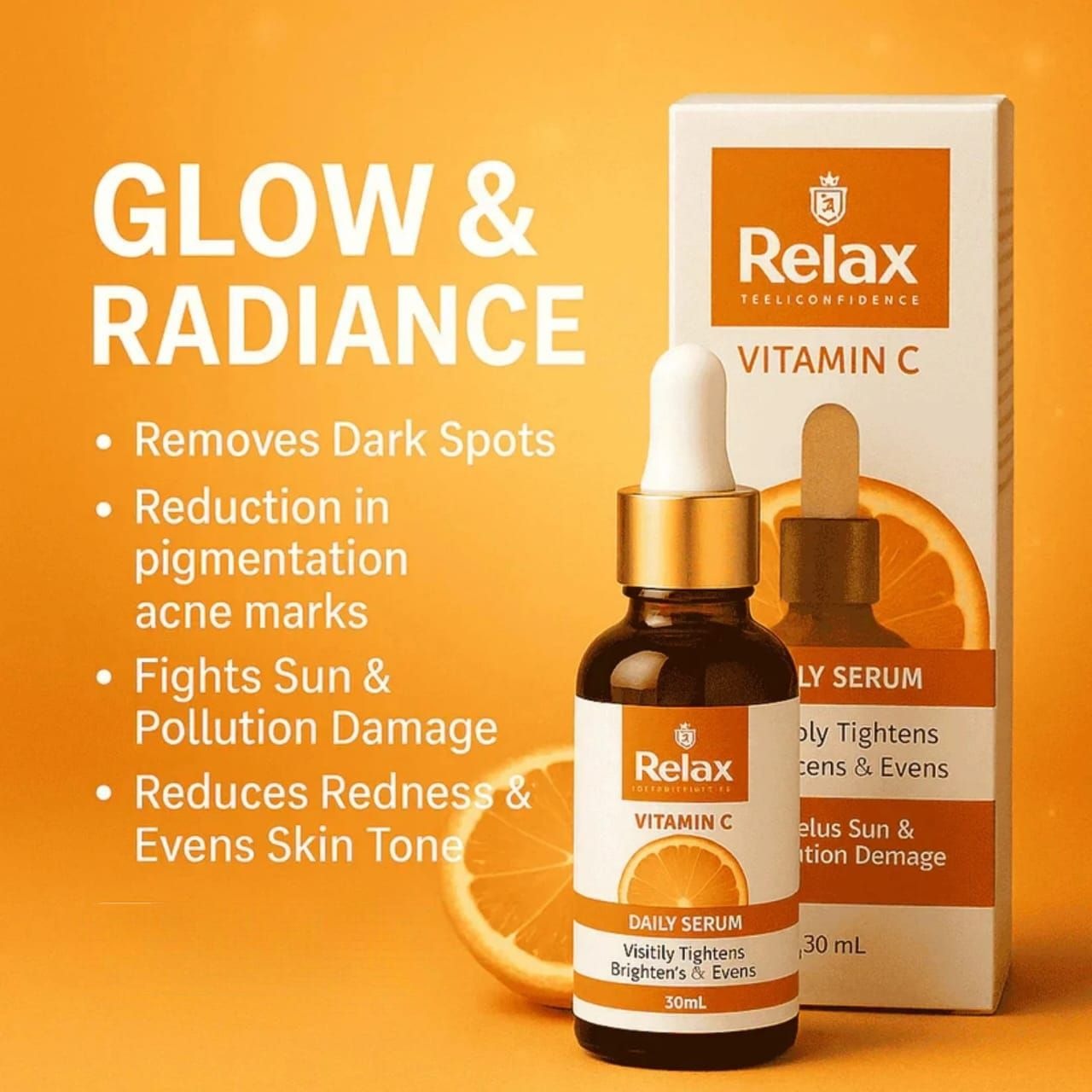 Relax Vitamin C Daily Serum 30ml - Brightening Tightening and Even Tone Formula price in Pakistan