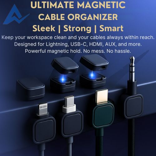 AIRYESH Magnetic Cable Organizer Clips – 2/4/6 PCS Wire Holder for Charger, USB, Earphone – Desk & Wall Cord Management Clips – Adjustable Cable Winder for Home & Office Use ,Wall holder, Organizer, Cable holder, wire holder,