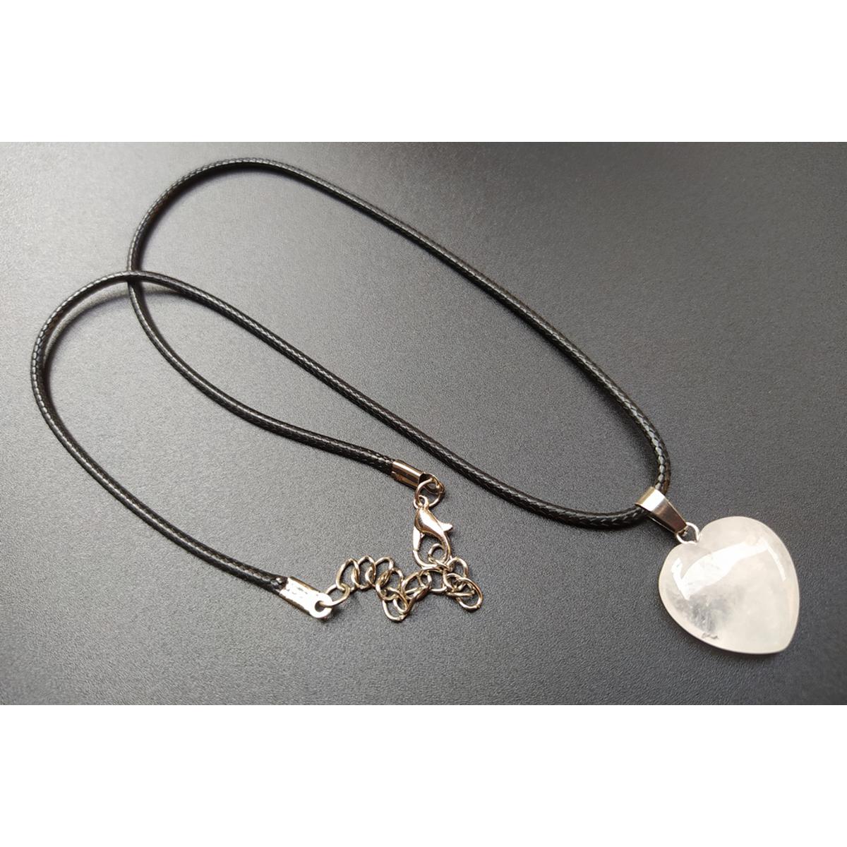Heart Shape Clear Quartz Stone Transparent Crystal Pendant Natural Healing Gemstone Bead Necklace Jewelry 20mm