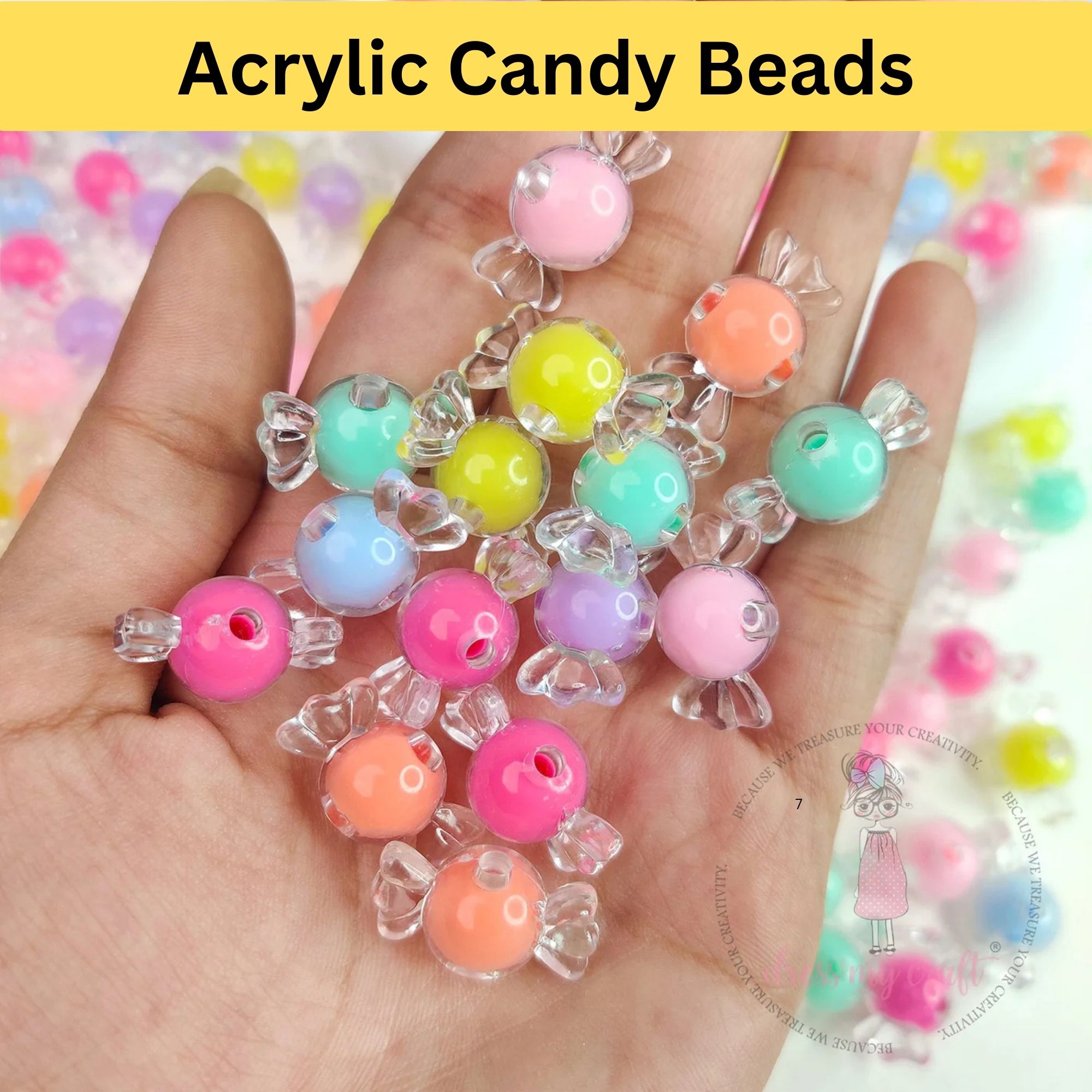 Acrylic Candy Shape Heart Beads for Bracelet and Jewelry Making DIY Kids Craft Supplies