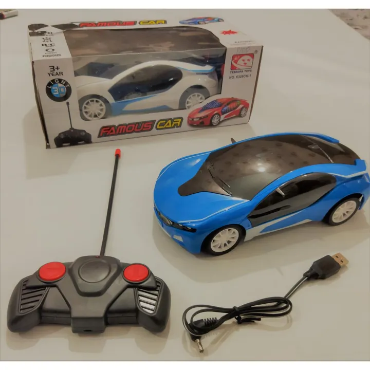 Rechargeable Remote Control 3D Famous Car with Lights | High Speed RC Toy with Left Right Turn, Long Range Remote & Rubber Tyres | Kids Car Gift | Colourful Minds