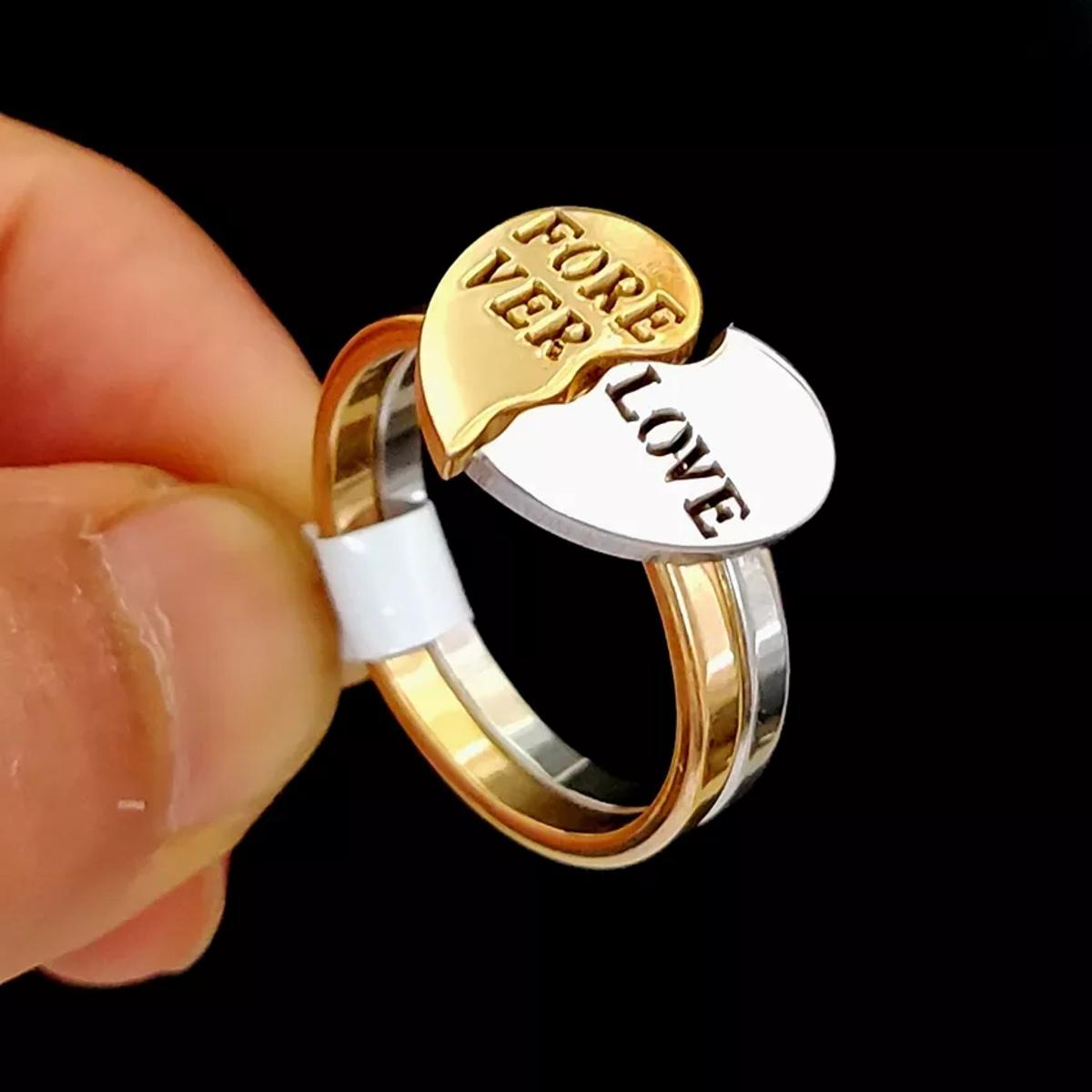 Heart Shape Love Couple Ring Forever Love Best Friend Promise Engagement Rings For Lover Stainless Steel Rings