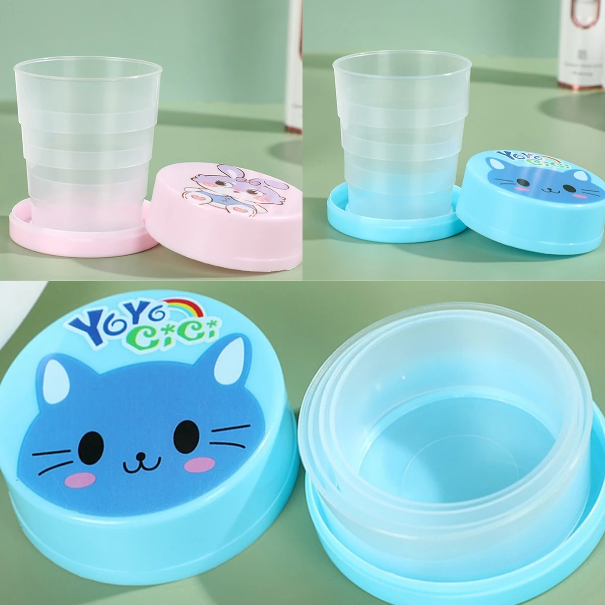 Pack of 2 Traveling Foldable Plastic Glass- BPA-Free Portable Pocket Water Glass with Lid for Outdoor Activity Traveling, Camping, Picnic- Multicolor.
