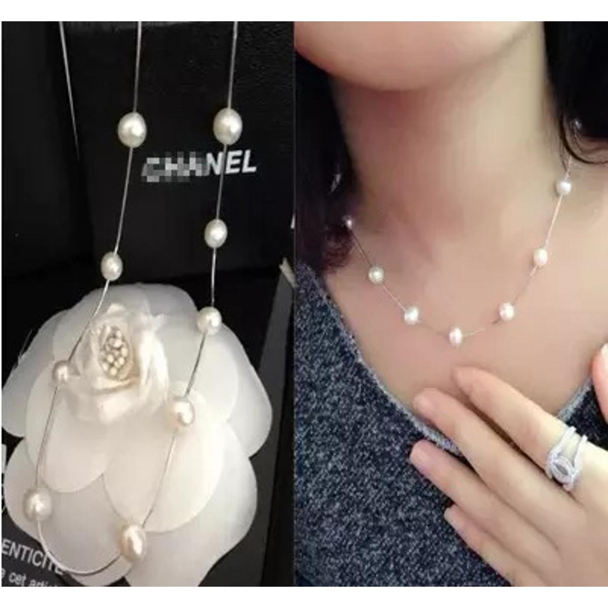Pearl Necklace For Girls Best Gift Locket Metal white Chain Simple Stylish Never Fade Crystal Golden Silver Jewelry Pendant