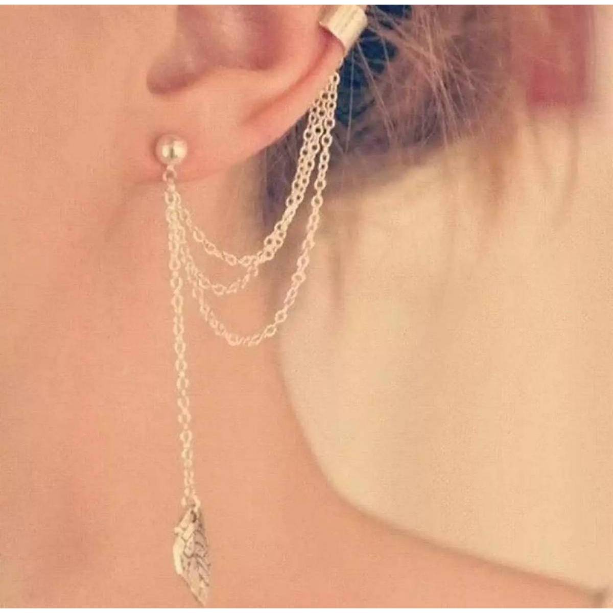 New Fashion 1 Pair Golden color Leaf Ear cuff Drop Earrings - Limited Stock