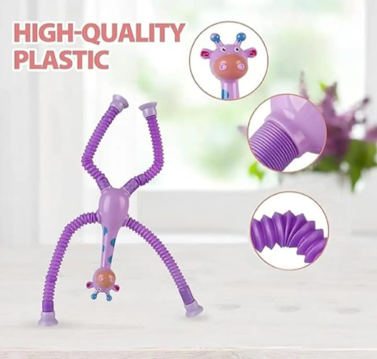 Pop Tubes, Sensory Suction Cup Plastic Toy, Deformable Novelty Telescopic Giraffe Fidget Toys 28 1200-1143