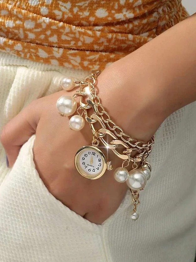 Stylish Pearl Bracelet Watch for Girls and Women | New Arrival Watch for Girls | New Arrival Fancy and Luxury Wrist watch For Girls with Unique Design