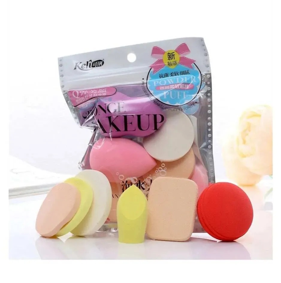 Cosmetic Make up Mix Puff Set , Foundation Sponge, Blender Blending Facial, Makeup Sponge, Cosmetic Powder Puff , Makeup Foundation Powder Beauty Blending Sponge, Random Colors & Shapes-Cosmetic Sponges