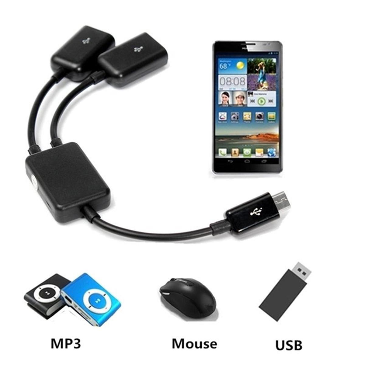 Dual Micro USB OTG Hub Host Adapter Cable for Tablet PC and Smart