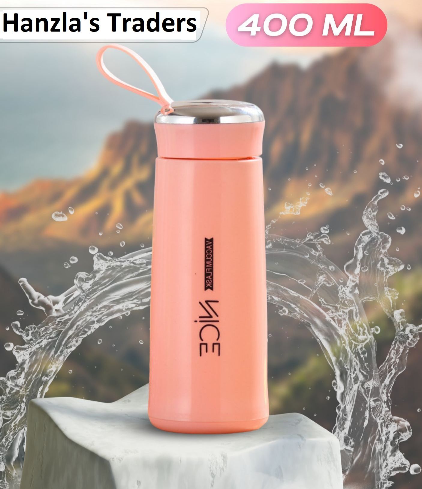 400 ML Insulted Water Bottle For Girls, Boys, Gym - Water Bottle For School - Plastic Water Bottle Sport Water Bottle Double Walled Keep Water Cold /Hot - Water Bottle For Gym