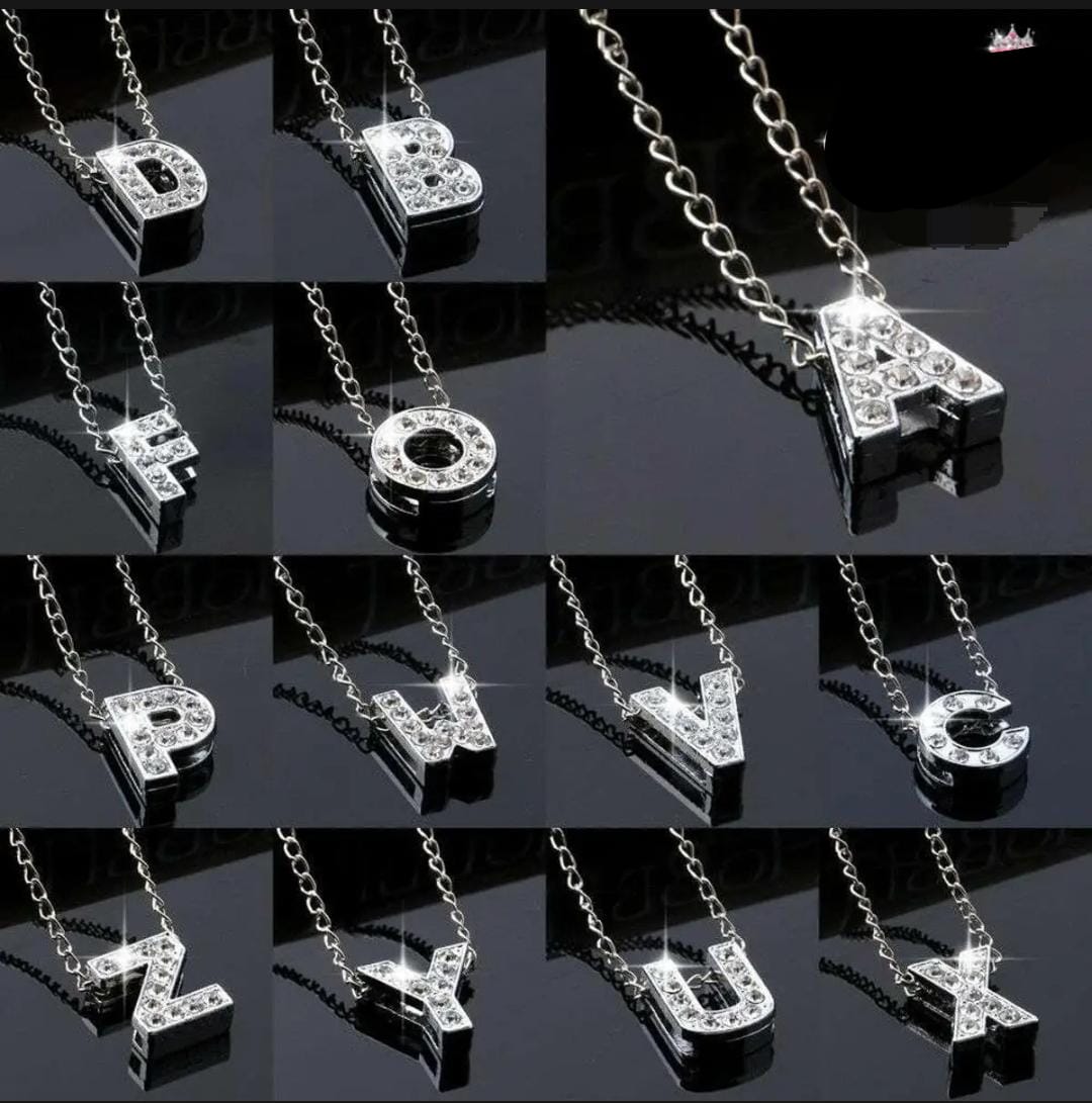 Silver Stainless Steel Alphabet Necklace/Locket/Pendants for Girls & Women with Chain - A to Z Your Name Alphabets