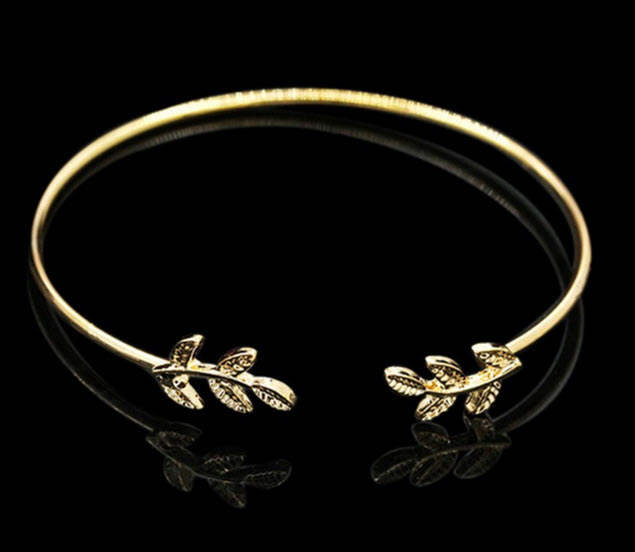 Leaf Bracelets & Bangles Fashion Open Bangle Women Cuff Bracelet