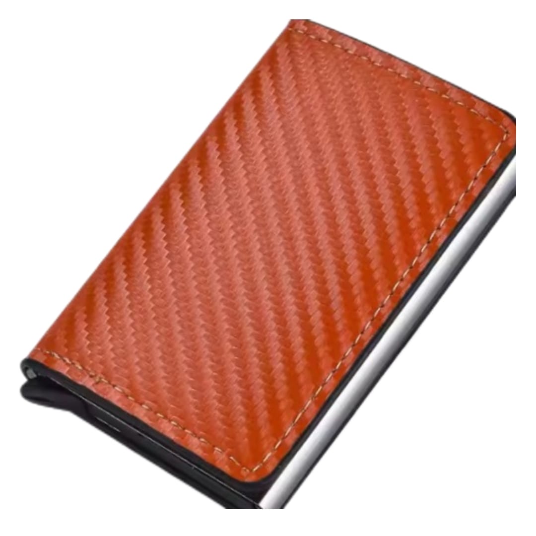 RFID Carbon Fiber Card Holder for Men | Slim Minimalist Wallet | RFID Blocking Metal Card Holder - Pop-Up Design | Coin Pocket