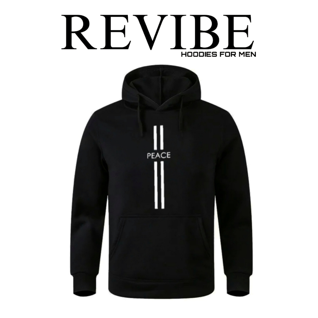 REVIBE - Black Peace Printed Hoodies For Men