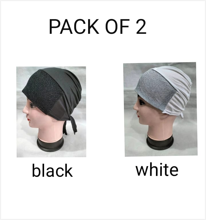 shimmer glitter Muslim Headscarf Inner Hijab Caps Wraps Women Islamic Under Scarf