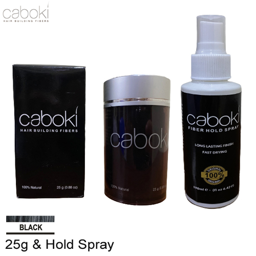 Caboki Hair Fiber 25g Black + Caboki Fiber Hold Spray 190ml