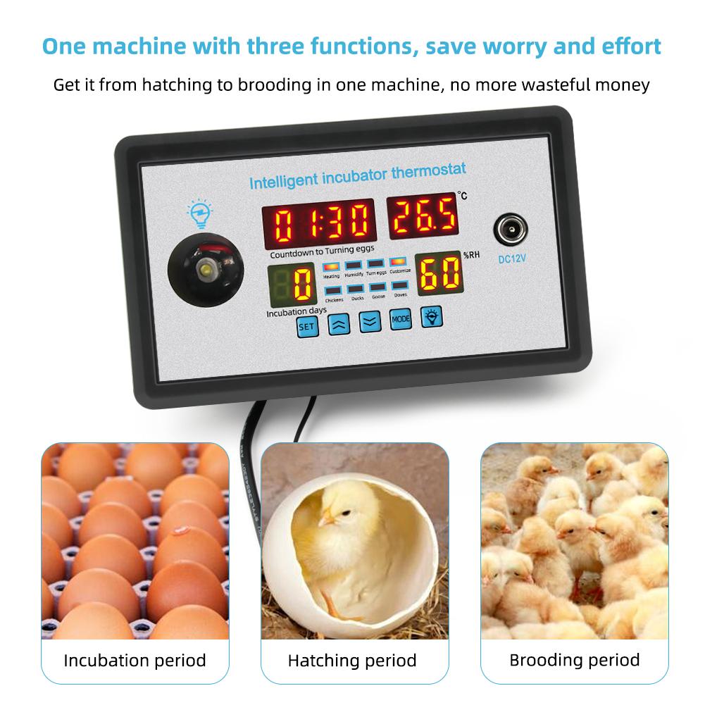 220v Digital Temperature Humidity Controller for Incubation High Accuracy Hatching Temp Humidity Control Thermostat Incubator 360 Automatic Egg Turning ZFX-W9002