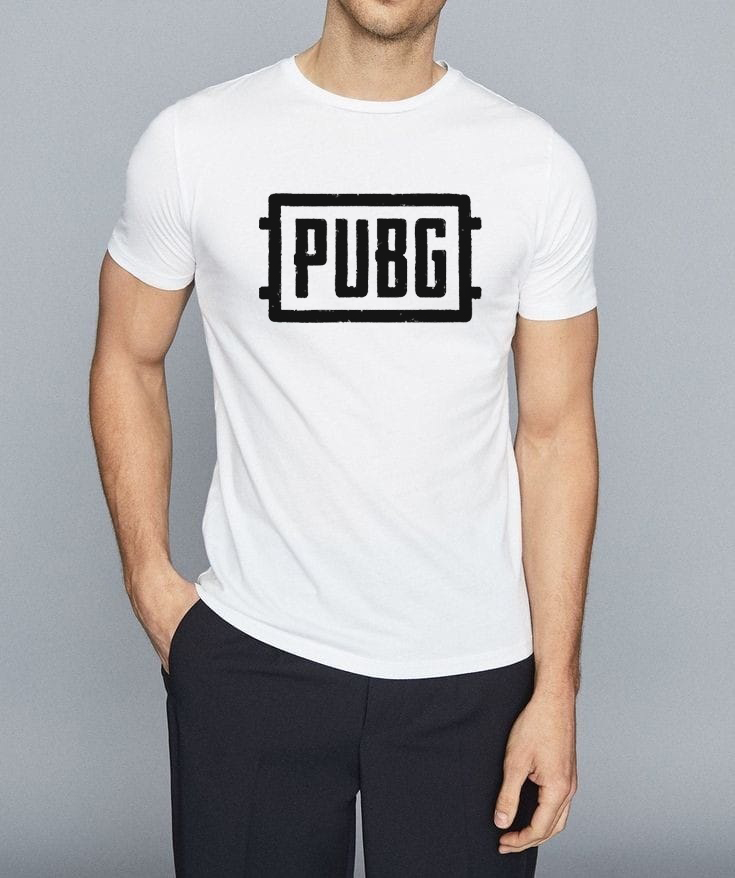 White Half Sleeves Round Neck Cotton Printed Pubg T Shirt