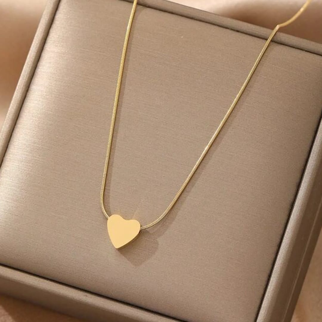 Stainless Steel Golden Heart Locket For Girls & Women | Perfect Gift for Girls & Women | Modern Staninless Steel Necklace Design