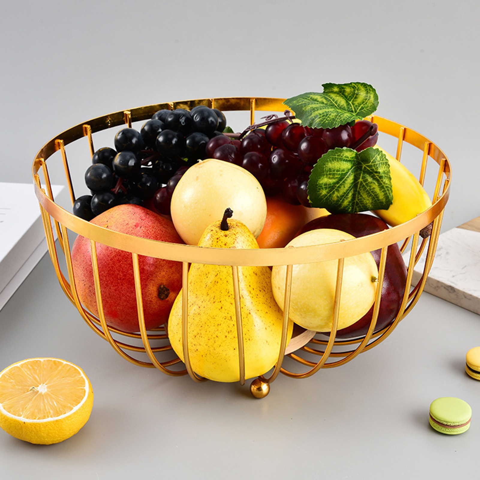 Stylish Metal Wire Fruit Basket Large Round Storage Baskets For Kitchen Counter Modern Vegetable Stand Holder Perfect For Snacks Southeast Buyers Dining Table