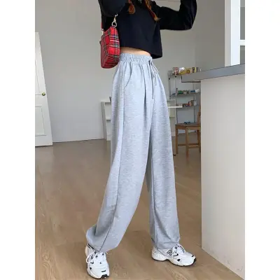 Woman Pants Streetwear Korean Style Loose Joggers Women Sweatpants Grey  High Waist Comfort Simple Basic Casual Fashion Trousers