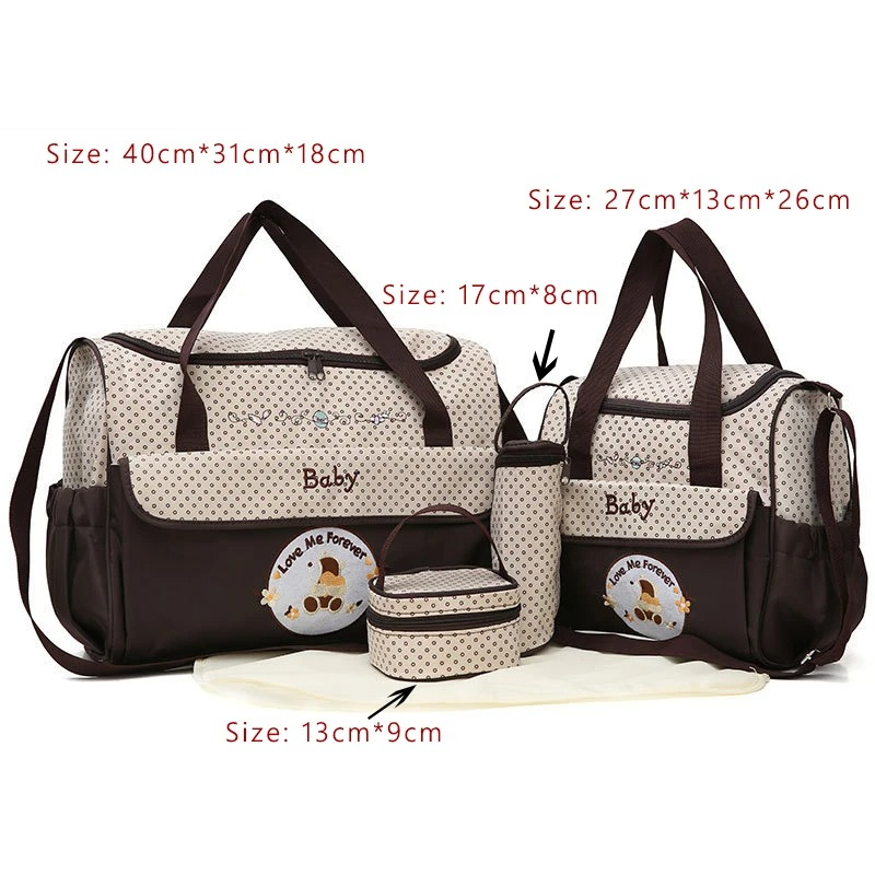 Diaper Bag Set for Mom Baby Travel Handbag Maternity Nappy Bag Insulated Bag 5 Pieces