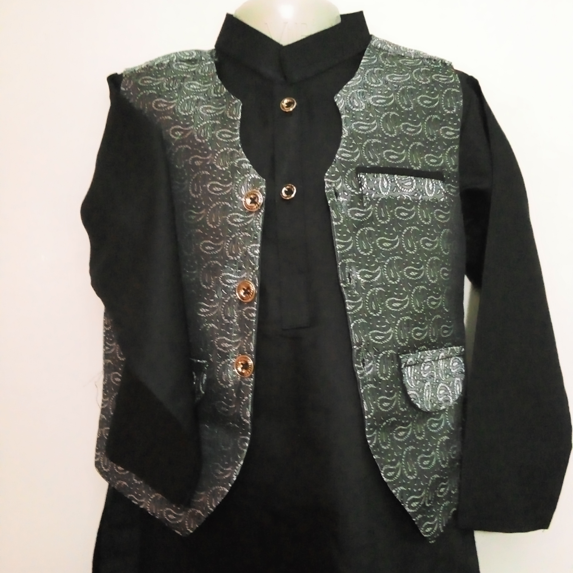 jamawar waistcoat black