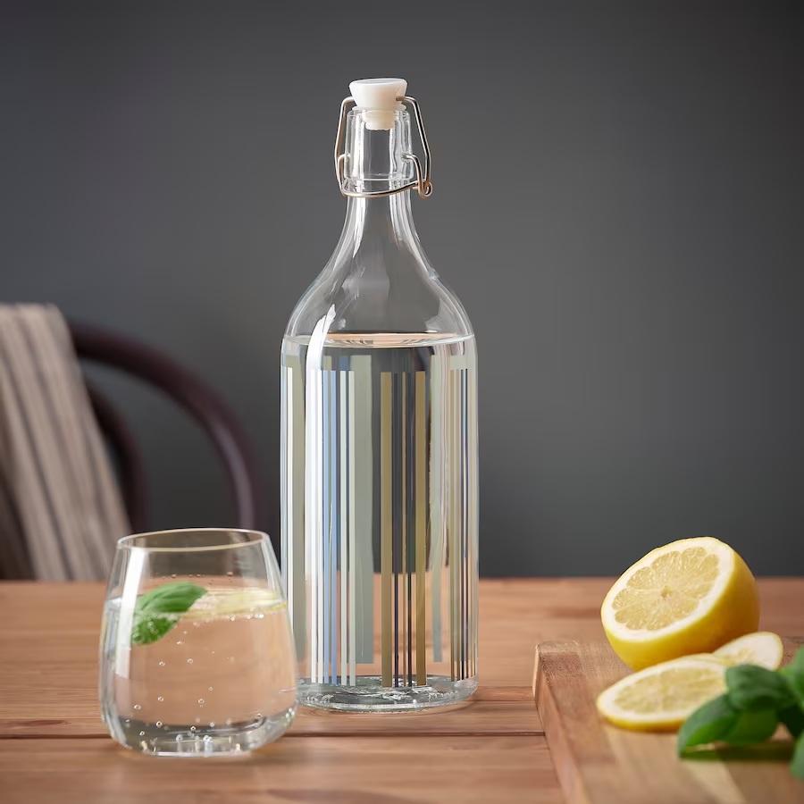 KORKEN Bottle with stopper, clear glass, Height: 11 Diameter: 4 - IKEA